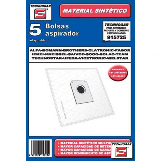 Bolsas para aspirador Tecnhogar Fagor sintética 915725